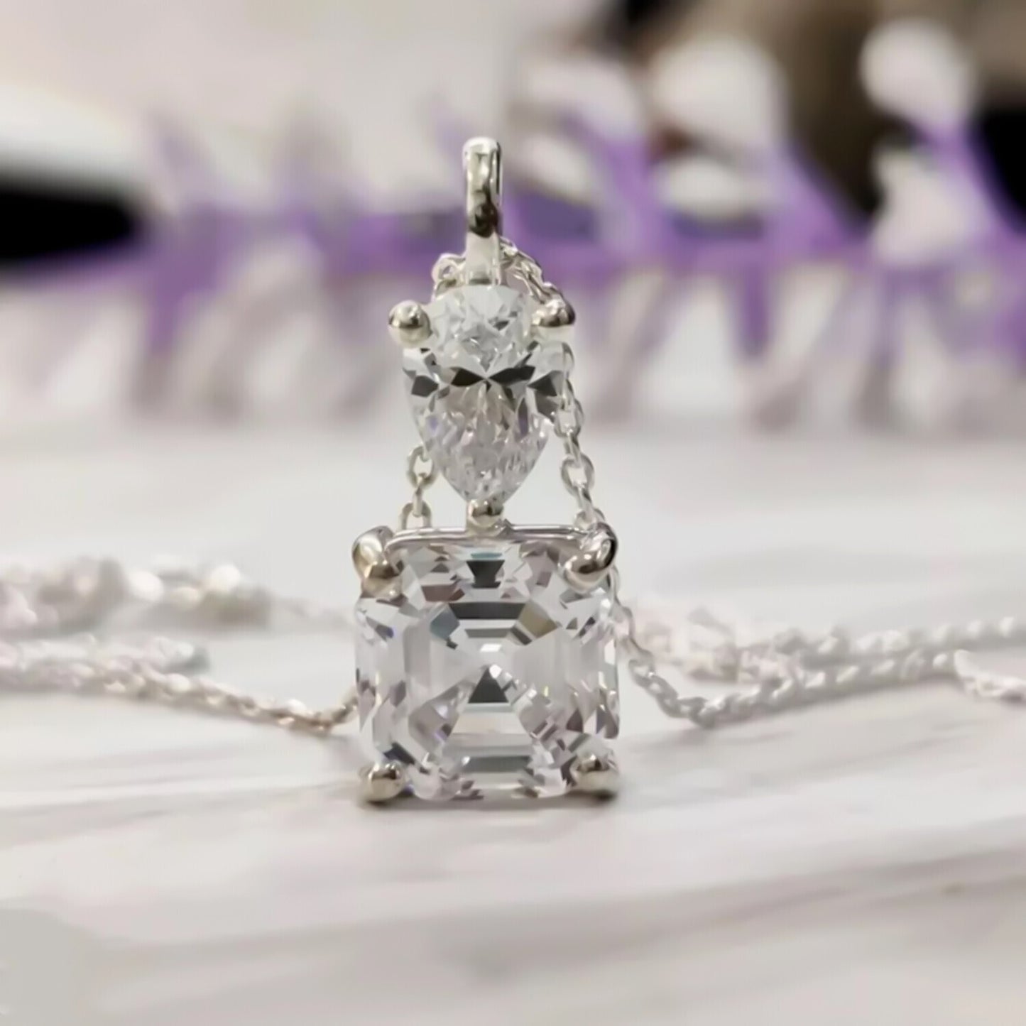 4.60 Ct Certified White Moisanite Solitaire Pendant Gold Vermeil Christmas Gift - GEMHUB & CO.