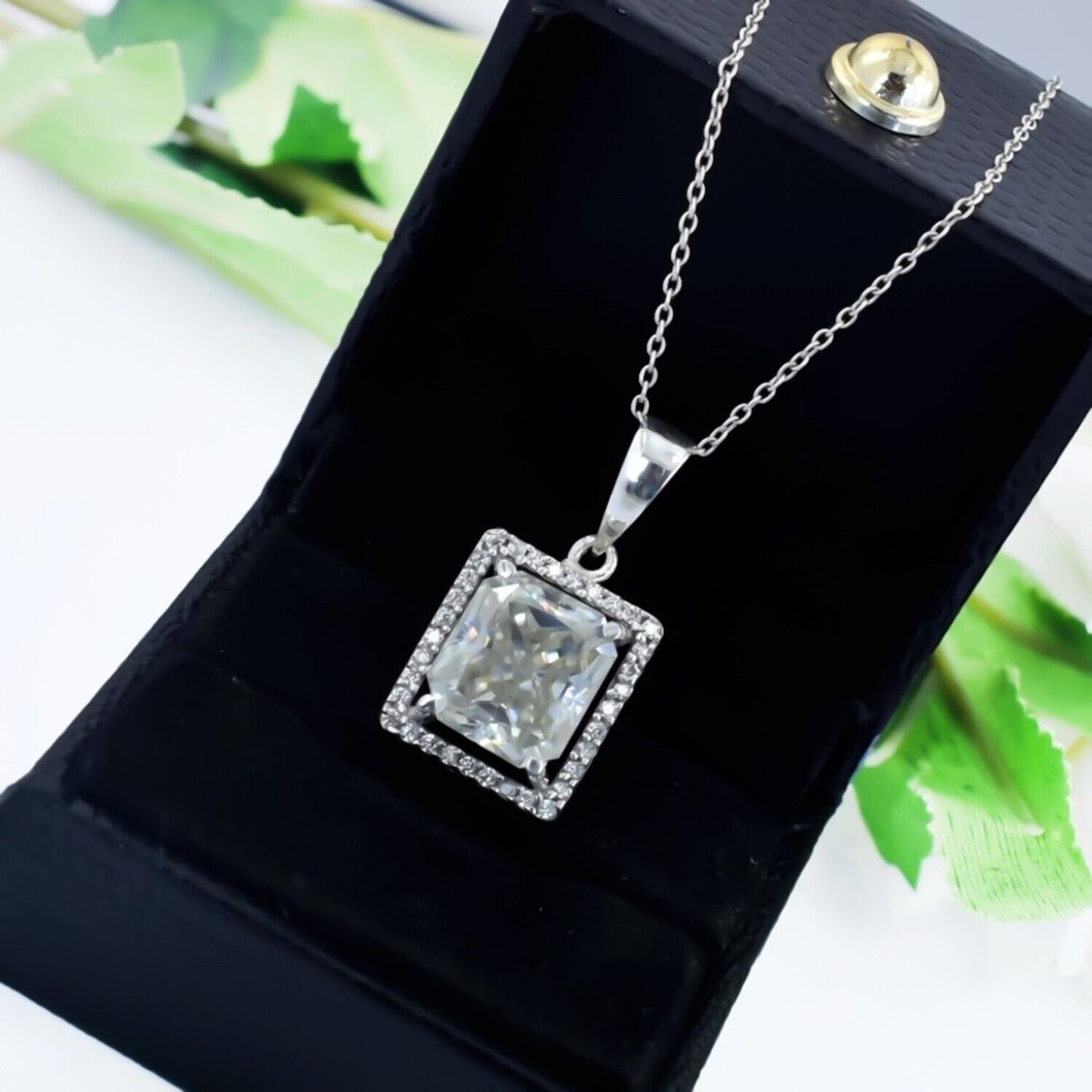 7.30 Ct White Moissanite Solitaire Pendant Vermeil Black Friday Jewelry Sale - View 4 - GEMHUB & CO.