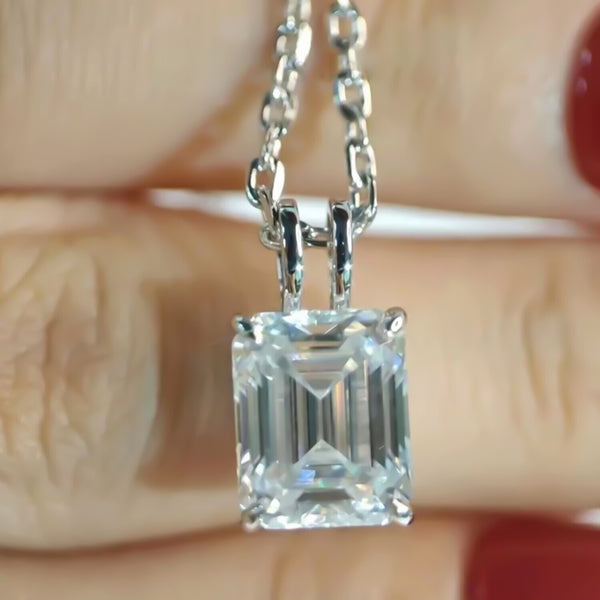 7.00 Ct White Certified Moissanite Pendant in Gold Vermeil Holiday Gift for Her - GEMHUB & CO.