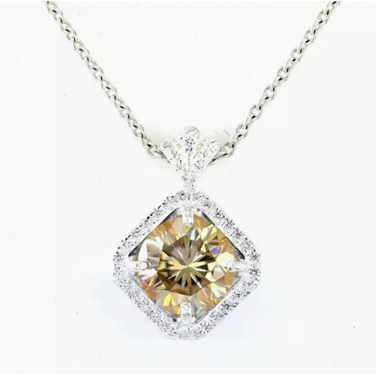 6.50 Ct Champagne Moissanite Pendant Gold Vermeil Gift for Women Black Friday - GEMHUB & CO.