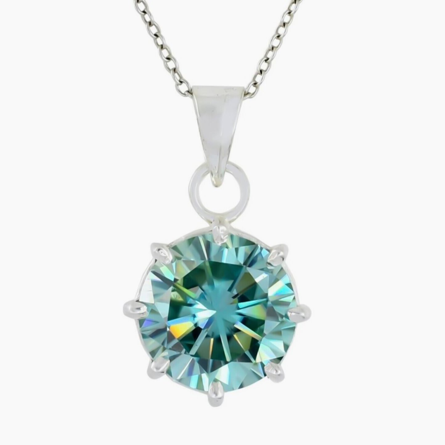 6.50 Ct Blue Moissanite Solitaire Pendant in Gold Vermeil Holiday Jewelry Gift - GEMHUB & CO.