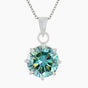 6.50 Ct Blue Moissanite Solitaire Pendant in Gold Vermeil Holiday Jewelry Gift