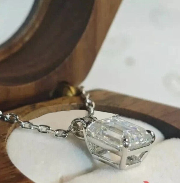 7.00 Ct White Certified Moissanite Pendant in Gold Vermeil Holiday Gift for Her - View 2 - GEMHUB & CO.