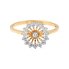 0.34Ct IGI Certified 18k Yellow Gold Floral Cocktail Diamond Ring For Engagement