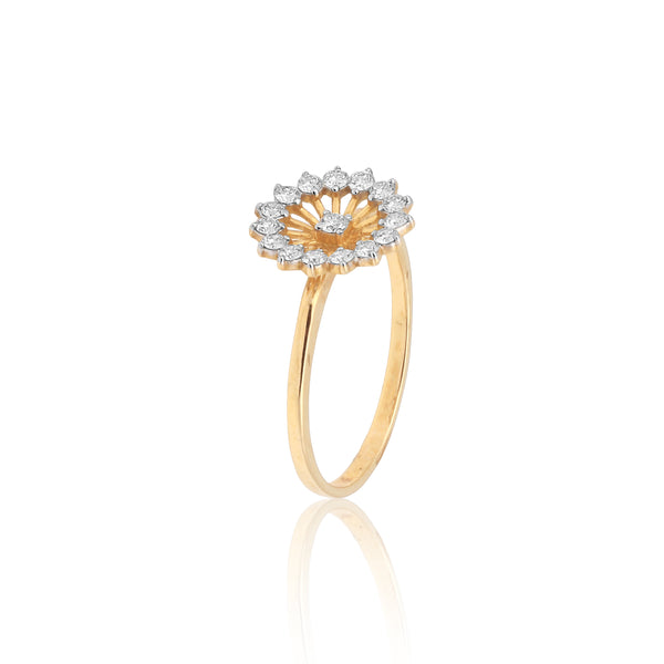 0.34Ct IGI Certified 18k Yellow Gold Floral Cocktail Diamond Ring For Engagement - view 5