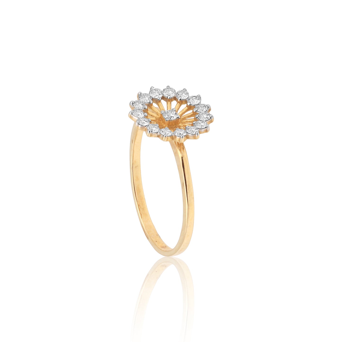 0.34Ct IGI Certified 18k Yellow Gold Floral Cocktail Diamond Ring For Engagement - view 4