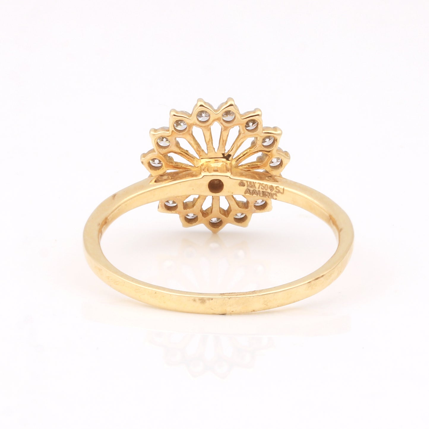 0.34Ct IGI Certified 18k Yellow Gold Floral Cocktail Diamond Ring For Engagement - view 6