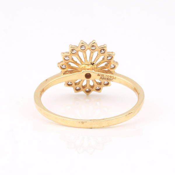 0.34Ct IGI Certified 18k Yellow Gold Floral Cocktail Diamond Ring For Engagement - view 6