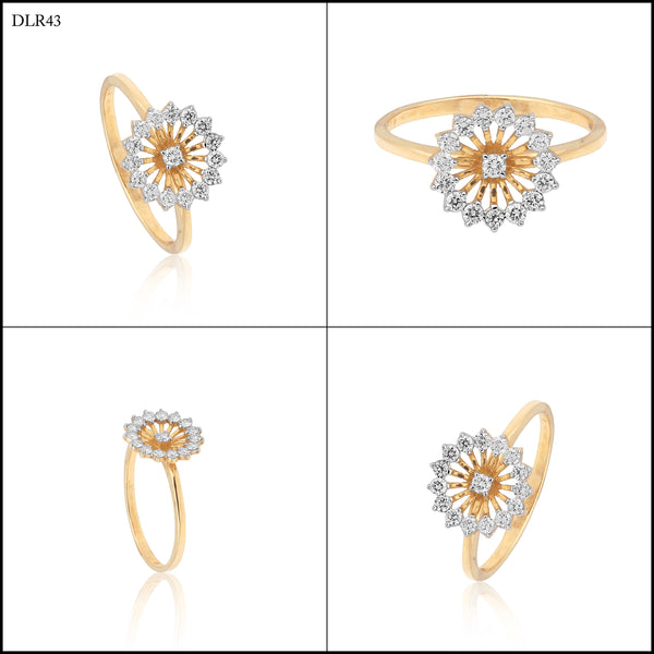 0.34Ct IGI Certified 18k Yellow Gold Floral Cocktail Diamond Ring For Engagement - view 7