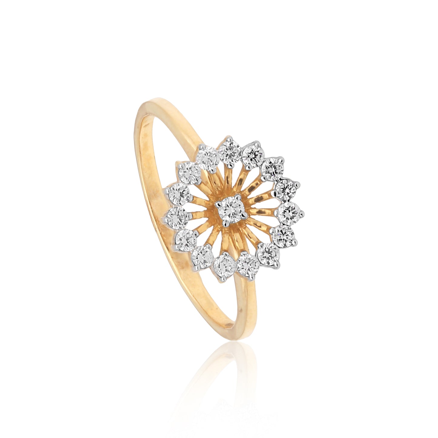 0.34Ct IGI Certified 18k Yellow Gold Floral Cocktail Diamond Ring For Engagement - view 2