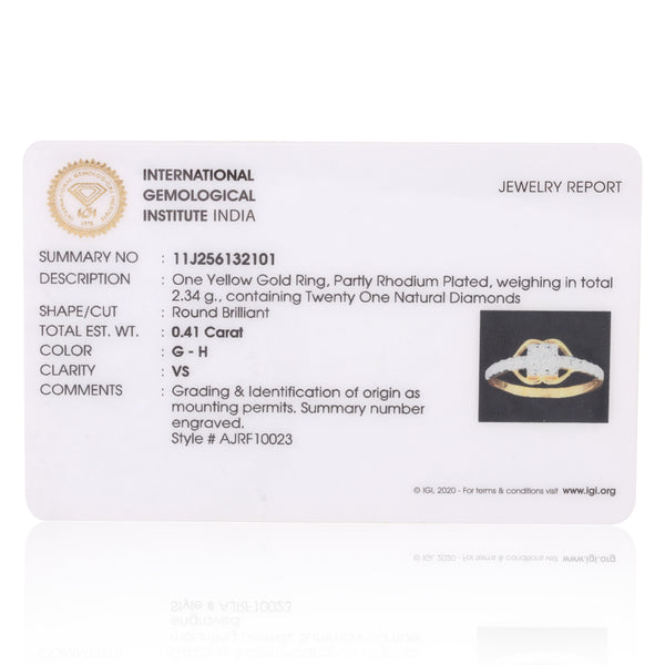 0.41 Ct. IGI Certified 18K Solid Yellow Gold Diamond Cluster Ring For Women - view 6