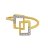 0.15 Ct. IGI Certified 18k Yellow Gold Diamond Geometric Ring Designer Jewelry