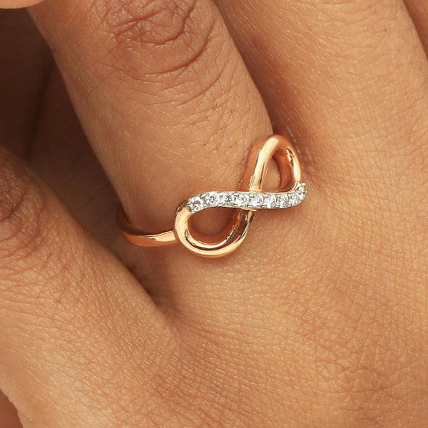 0.12 Ct. IGI Certified 18k Rose Gold Diamond Infinity Love Band Promise Ring - view 6
