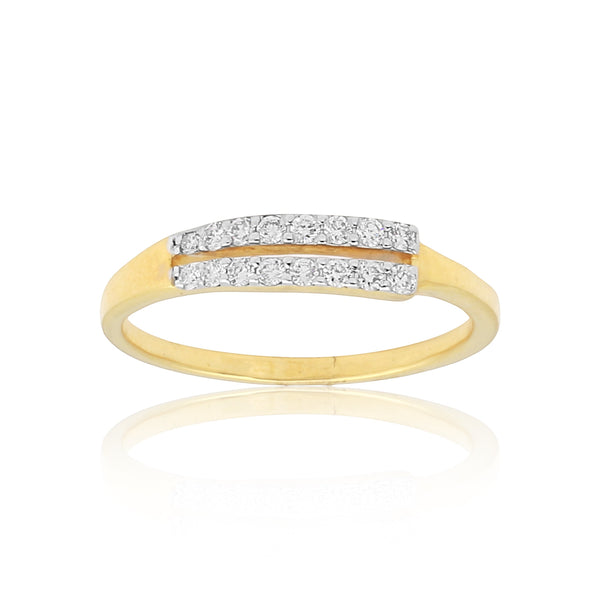 0.20 Ct. IGI Certified 18k Yellow Gold Two Row HI VS Diamond Pave Band Ring - view 3