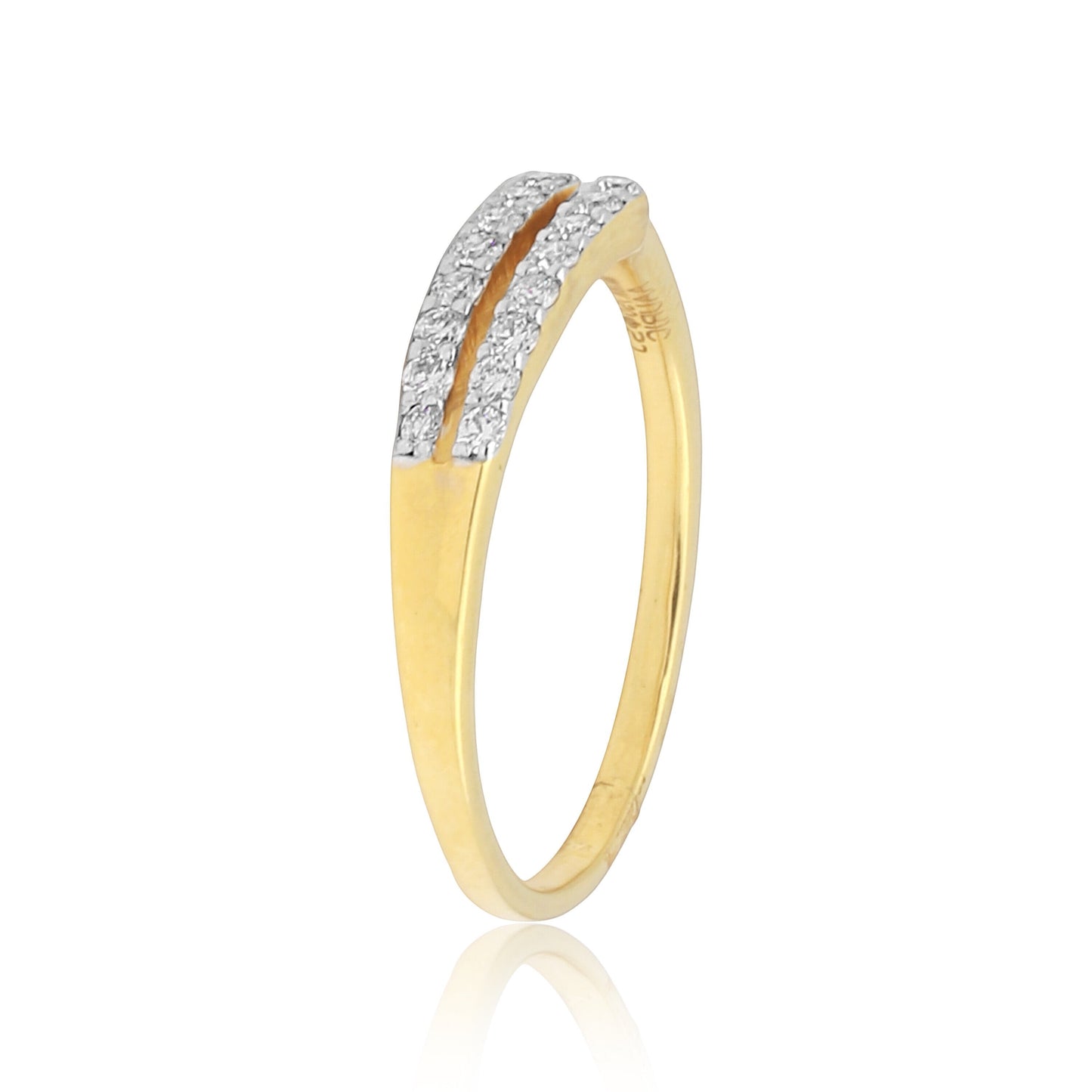 0.20 Ct. IGI Certified 18k Yellow Gold Two Row HI VS Diamond Pave Band Ring - view 5