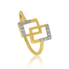 0.15 Ct. IGI Certified 18k Yellow Gold Diamond Geometric Ring Designer Jewelry - view 2