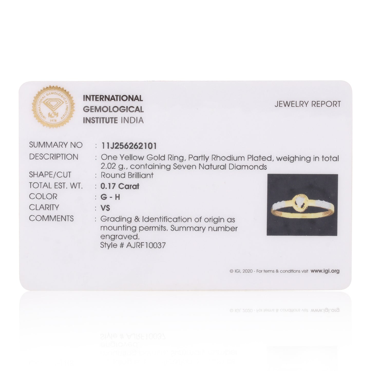 0.17 Ct. IGI Certified 18k Yellow Gold Diamond Elegant Design Ladies Ring - view 6