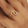 0.15 Ct. IGI Certified 18k Yellow Gold Diamond Geometric Ring Designer Jewelry - view 3