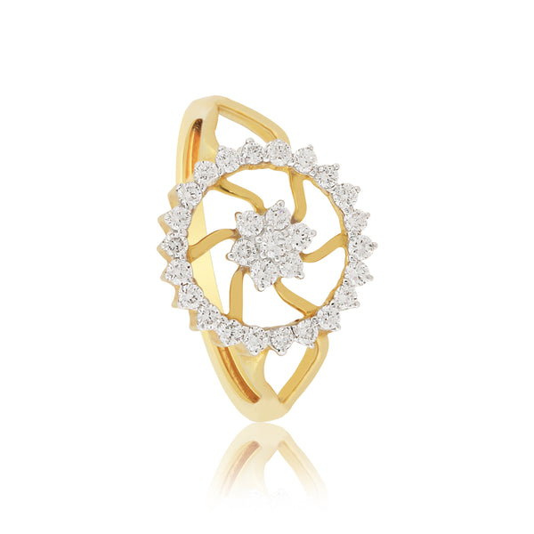0.42 Ct. IGI Certified 18k Yellow Gold GH VS Diamond Floral Design Ring - view 2