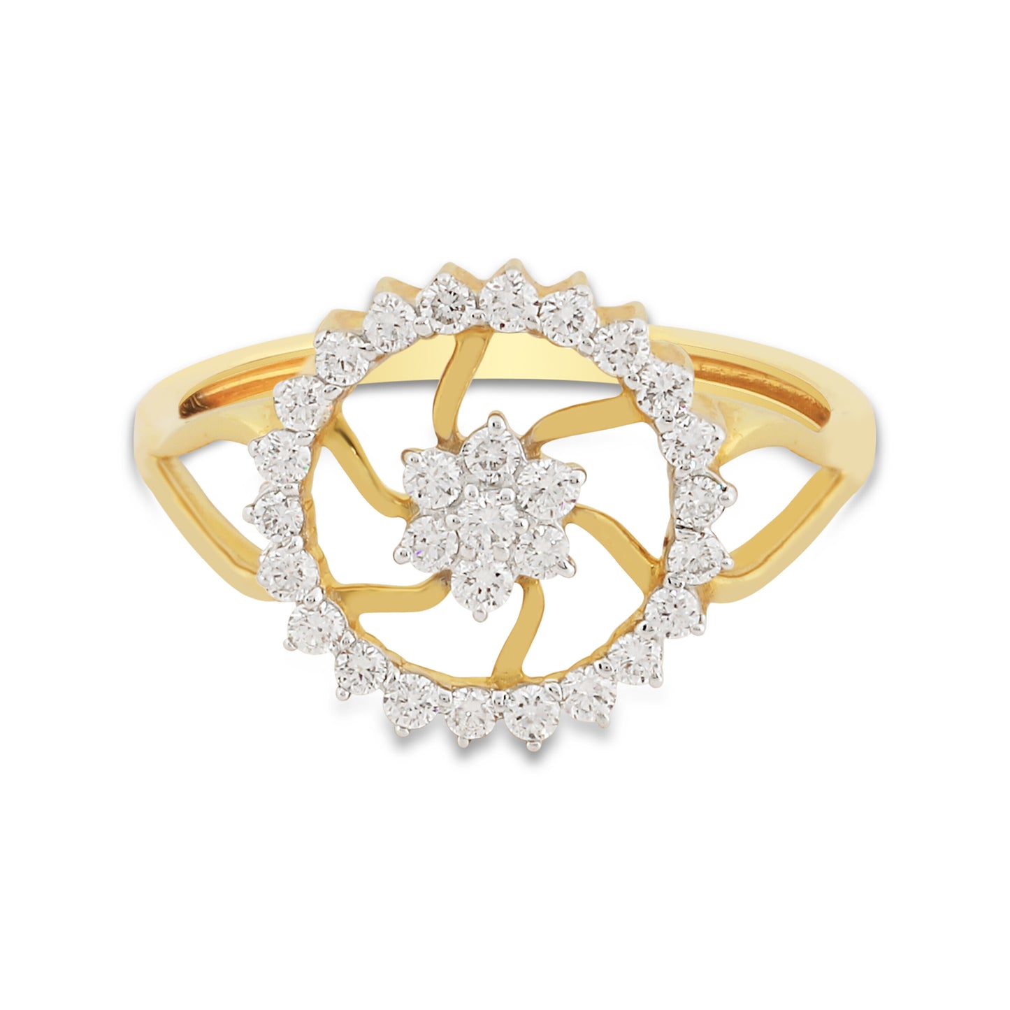 0.42 Ct. IGI Certified 18k Yellow Gold GH VS Diamond Floral Design Ring - view 3