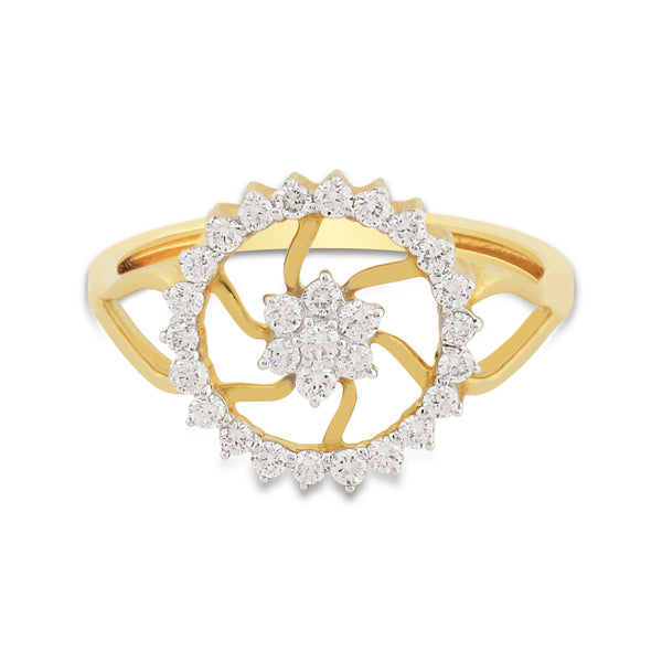 0.42 Ct. IGI Certified 18k Yellow Gold GH VS Diamond Floral Design Ring - view 3