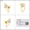 0.10 Ct. IGI Certified Natural Diamond 18k Heart Cross Over Yellow Gold Ring - view 8