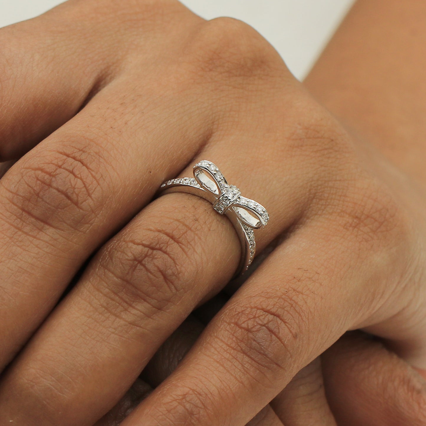 0.36 Ct. IGI Certified Natural Diamond 18k White Gold Solitaire Bypass Ring - view 5