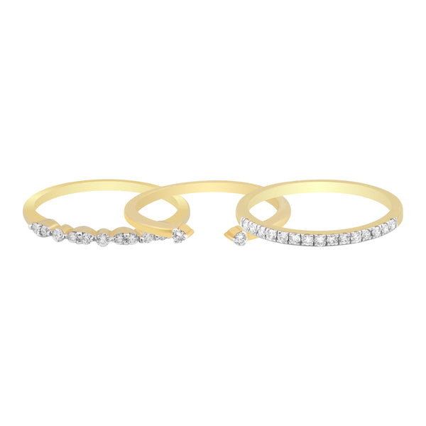0.35 Ct. IGI Certified Natural Diamond 18k Yellow Gold Stackable Ring Set of 3 - view 2