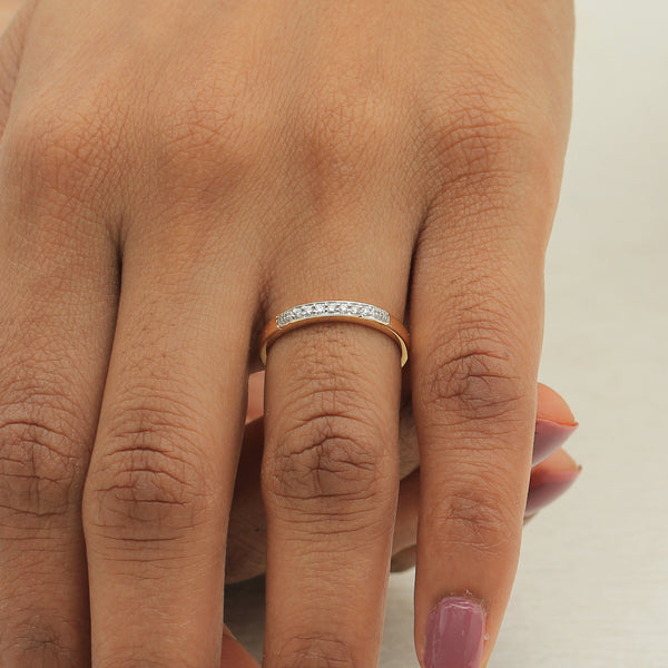 0.08 Ct. IGI Certified Natural Diamond 18k Solid Yellow Gold Bar Band Ring - view 7