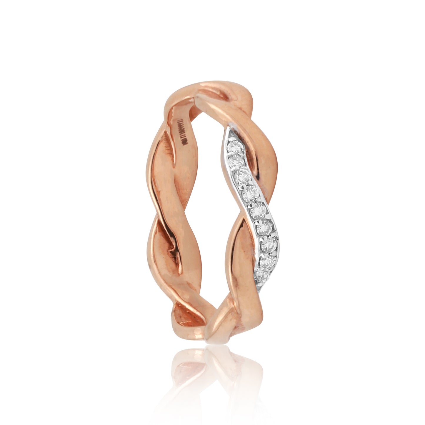 0.09 Ct. IGI Certified Natural Diamond 18k Yellow Gold Swirl Ring For Birthday - view 3