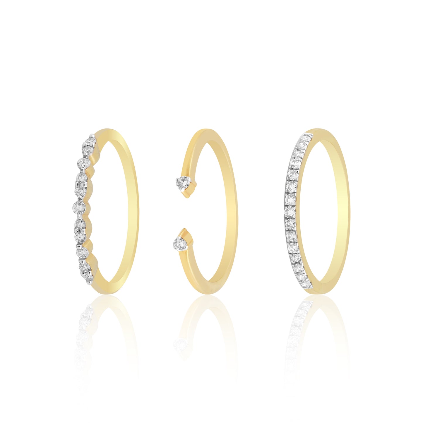 0.35 Ct. IGI Certified Natural Diamond 18k Yellow Gold Stackable Ring Set of 3 - view 6