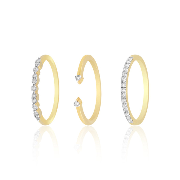 0.35 Ct. IGI Certified Natural Diamond 18k Yellow Gold Stackable Ring Set of 3 - view 6
