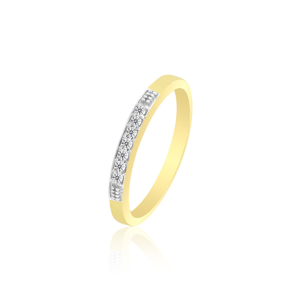 0.08 Ct. IGI Certified Natural Diamond 18k Solid Yellow Gold Bar Band Ring - view 3