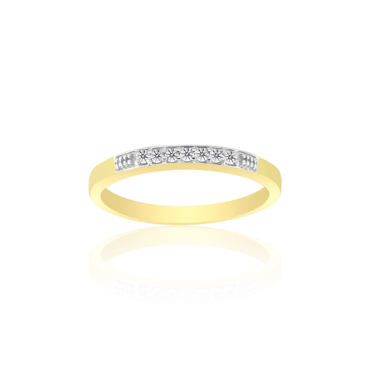 0.08 Ct. IGI Certified Natural Diamond 18k Solid Yellow Gold Bar Band Ring - view 4