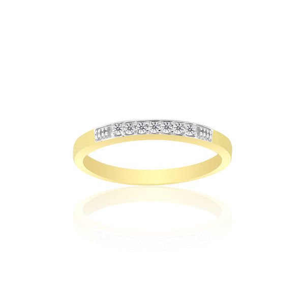 0.08 Ct. IGI Certified Natural Diamond 18k Solid Yellow Gold Bar Band Ring - view 4