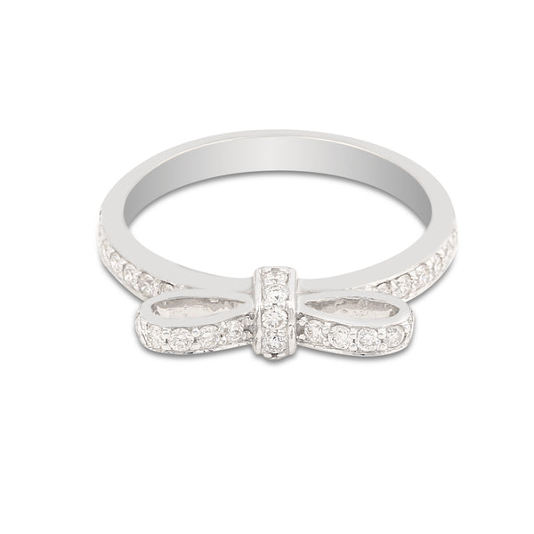 0.36 Ct. IGI Certified Natural Diamond 18k White Gold Solitaire Bypass Ring - view 2