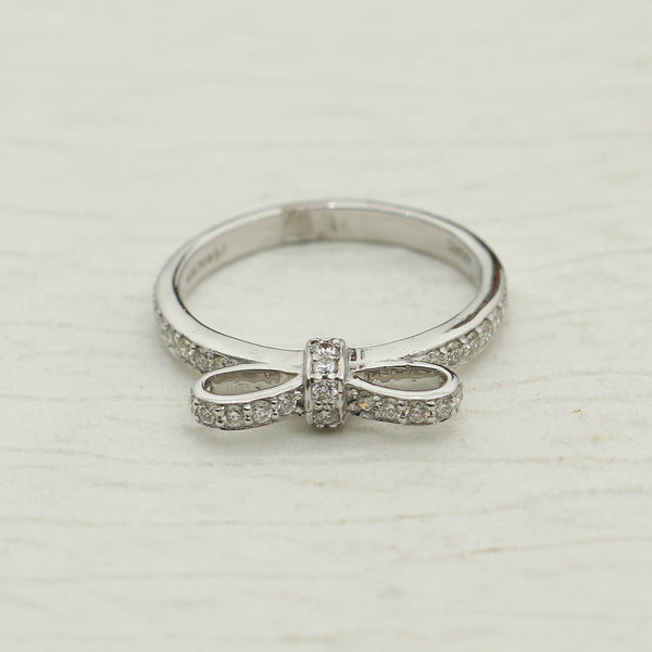 0.36 Ct. IGI Certified Natural Diamond 18k White Gold Solitaire Bypass Ring - view 7