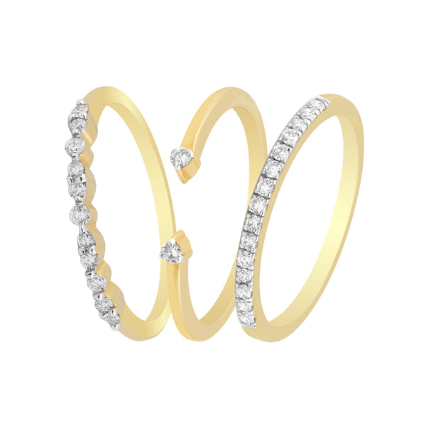 0.35 Ct. IGI Certified Natural Diamond 18k Yellow Gold Stackable Ring Set of 3 - view 3