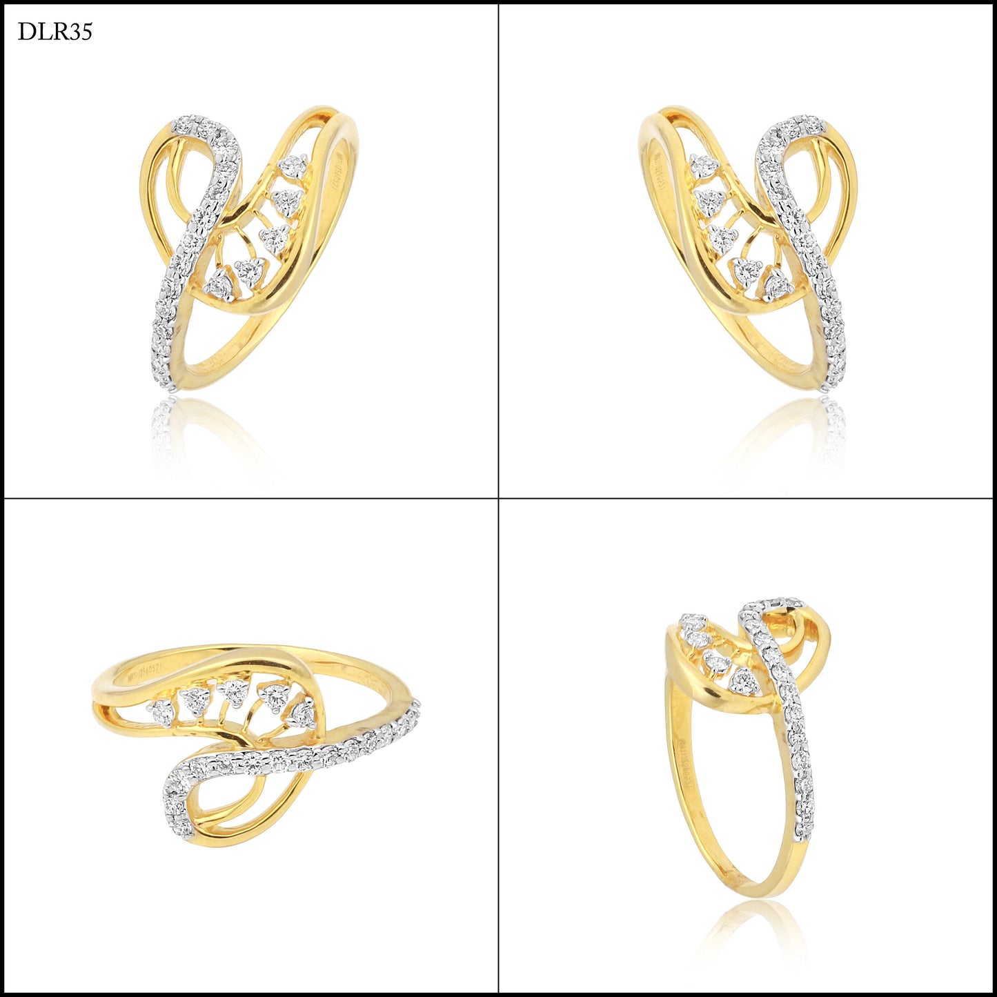 0.23 Ct. IGI Certified Natural Diamond 18k Solid Yellow Gold Infinity Ring - view 7