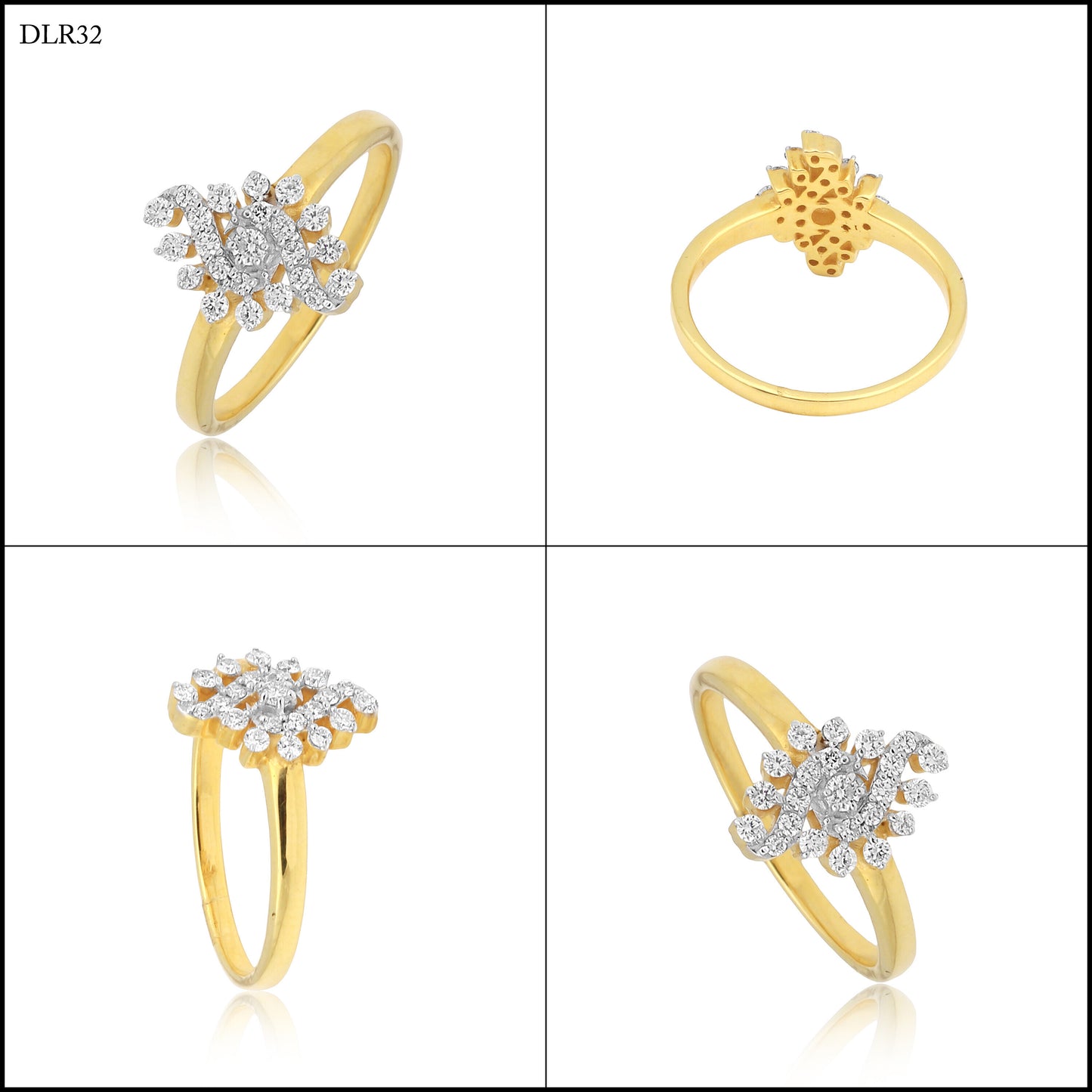 0.27 Ct. IGI Certified Natural Diamond 18k Yellow Gold Floral Cluster Ring - view 8