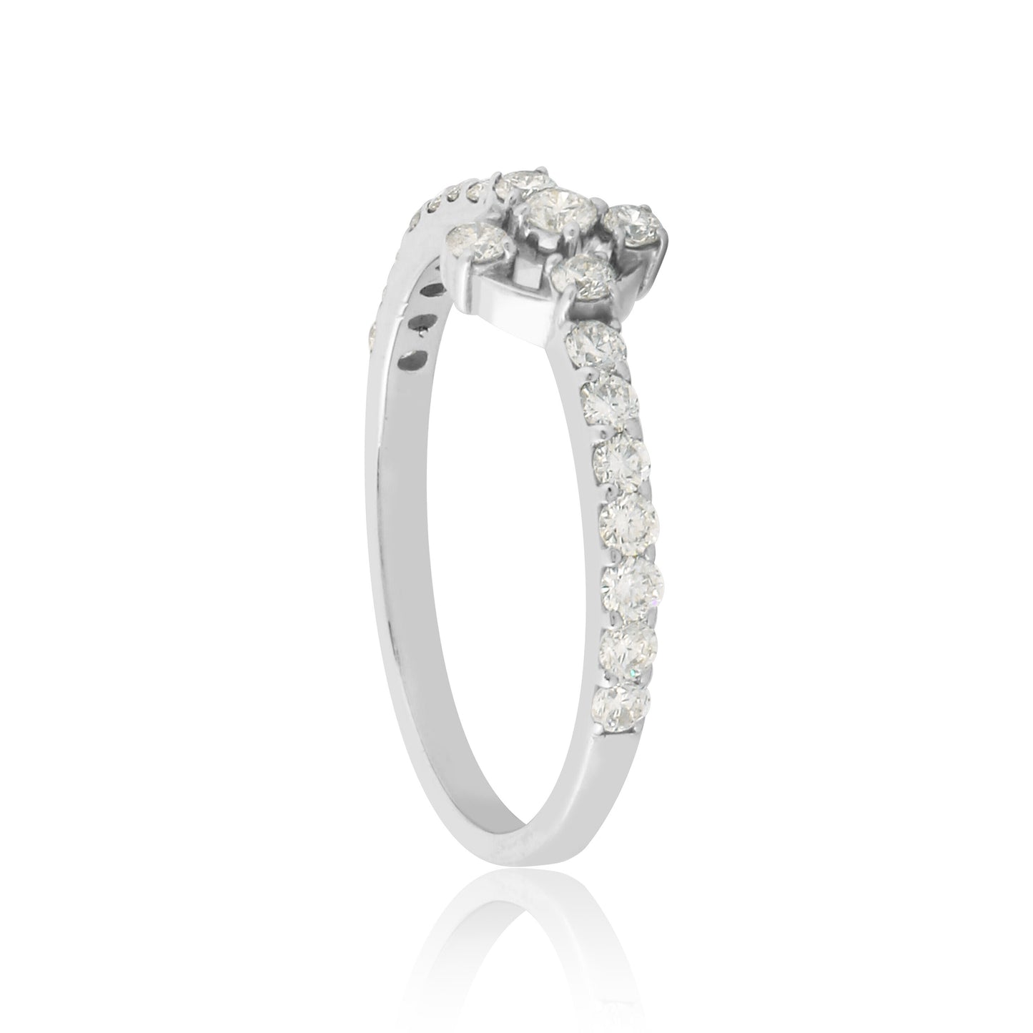 0.47 Ct. IGI Certified Natural Diamond 18k White Gold Cluster Engagement Ring - view 5