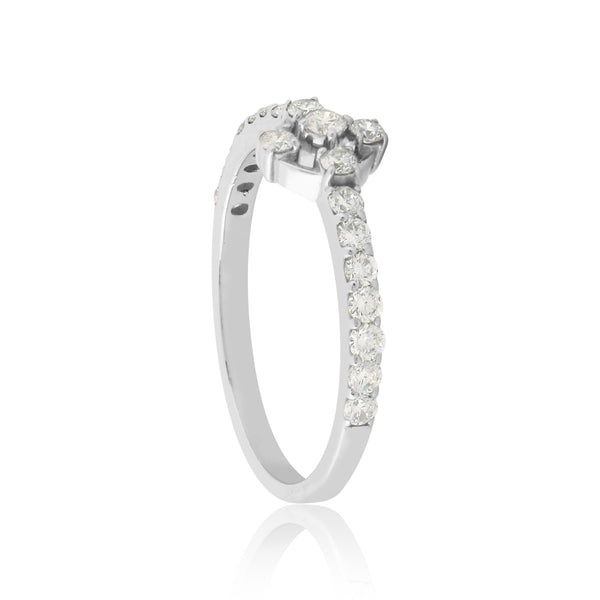 0.47 Ct. IGI Certified Natural Diamond 18k White Gold Cluster Engagement Ring - view 5