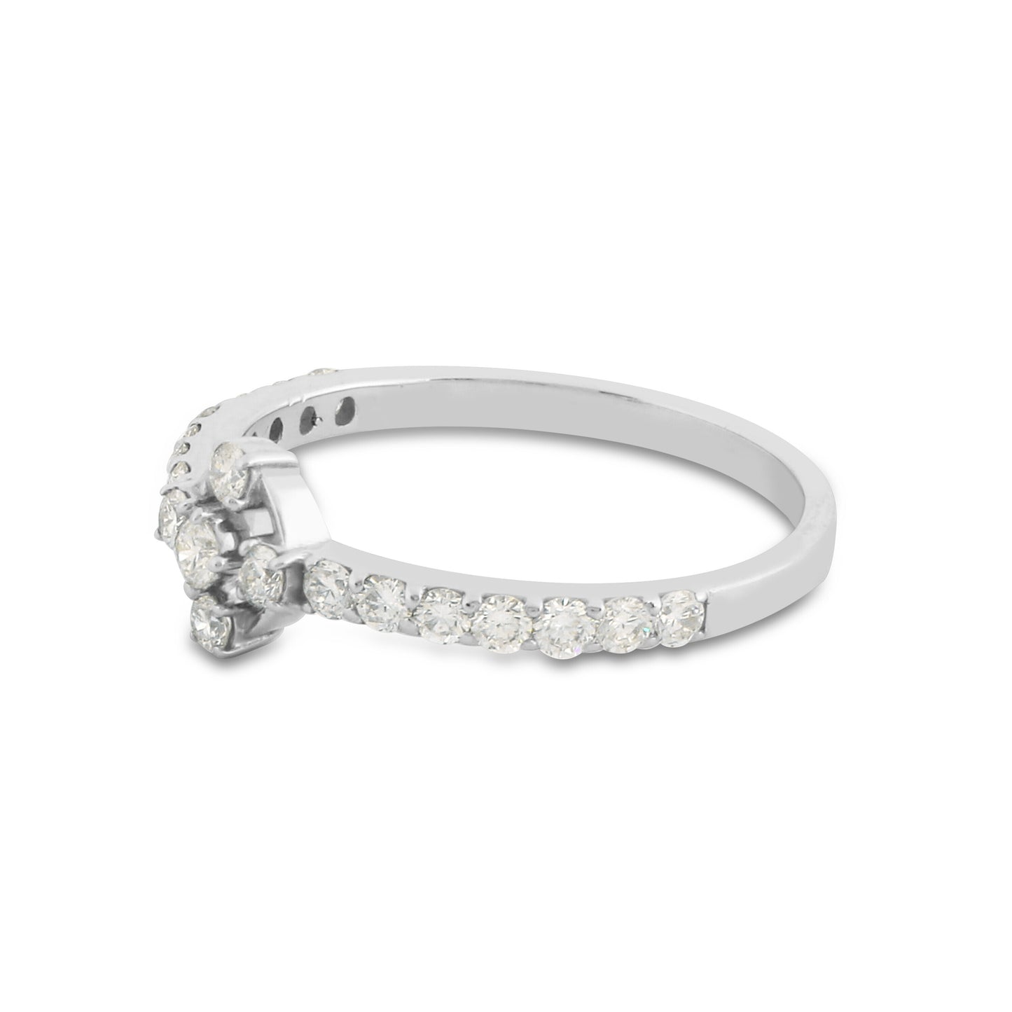 0.47 Ct. IGI Certified Natural Diamond 18k White Gold Cluster Engagement Ring - view 4