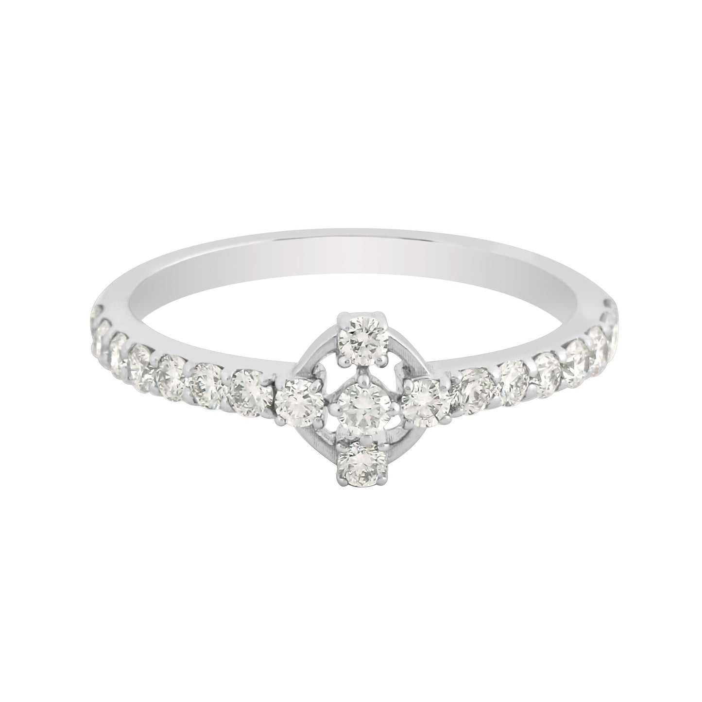 0.47 Ct. IGI Certified Natural Diamond 18k White Gold Cluster Engagement Ring