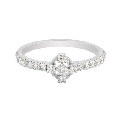 0.47 Ct. IGI Certified Natural Diamond 18k White Gold Cluster Engagement Ring