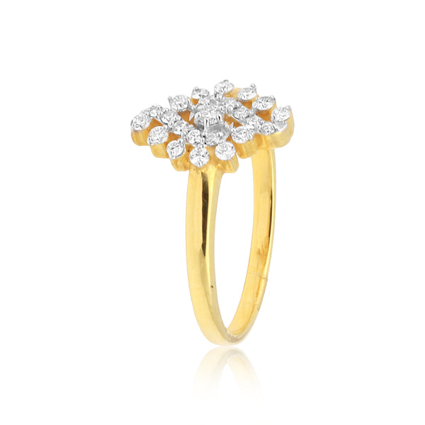 0.27 Ct. IGI Certified Natural Diamond 18k Yellow Gold Floral Cluster Ring - view 4