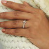 0.47 Ct. IGI Certified Natural Diamond 18k White Gold Cluster Engagement Ring - view 6