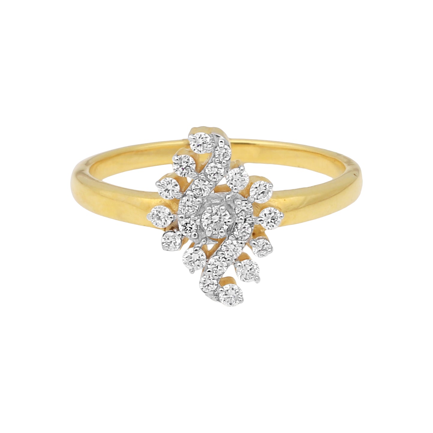 0.27 Ct. IGI Certified Natural Diamond 18k Yellow Gold Floral Cluster Ring