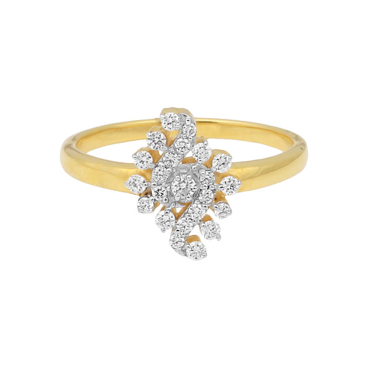 0.27 Ct. IGI Certified Natural Diamond 18k Yellow Gold Floral Cluster Ring