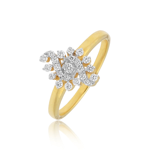 0.27 Ct. IGI Certified Natural Diamond 18k Yellow Gold Floral Cluster Ring - view 3